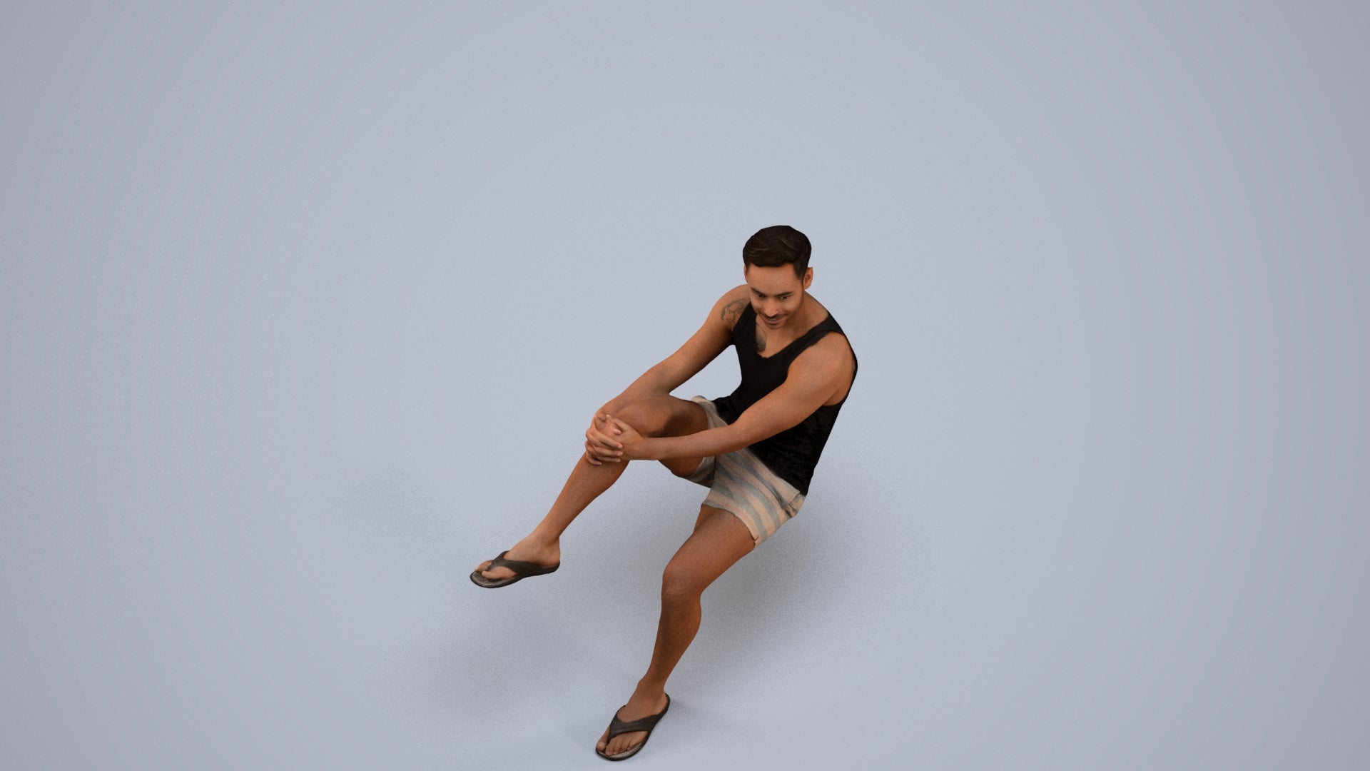 realistic 3D people man casual sitting, render-ready for V-Ray and Corona, FBX OBJ, back view render