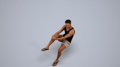 realistic 3D people man casual sitting, render-ready for V-Ray and Corona, FBX OBJ, back view render