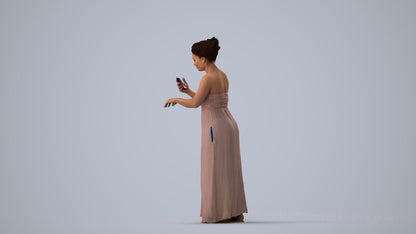 realistic 3D human woman casual standing, archviz people FBX OBJ for Blender, three-quarter view render
