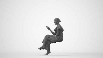 scanned 3D woman business sitting, photogrammetry people for Enscape and V-Ray, square thumbnail