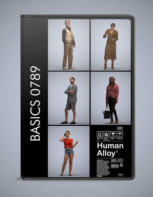 3D human models standing bundle, 5 photogrammetry scanned people for archviz