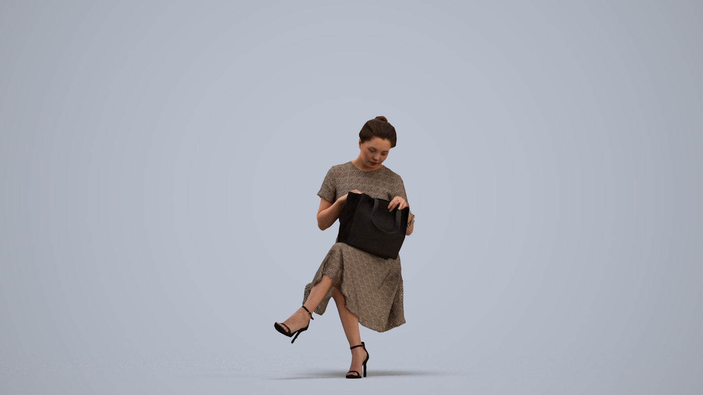 realistic 3D human woman casual mix, archviz people FBX OBJ for Blender, standing pose render