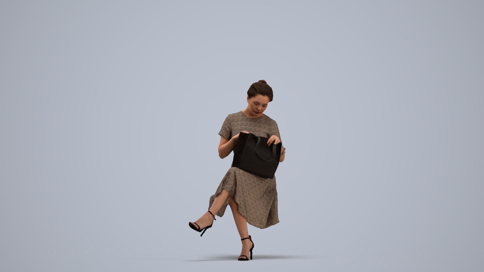 realistic 3D human woman casual mix, archviz people FBX OBJ for Blender, standing pose render