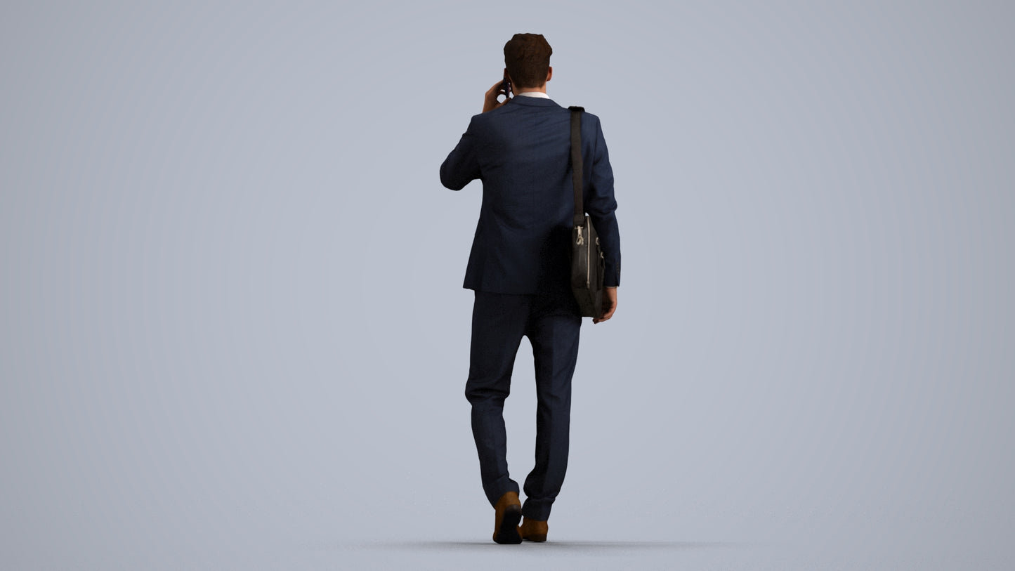 3D scanned man business, photorealistic archviz people for Enscape and SketchUp, front view render