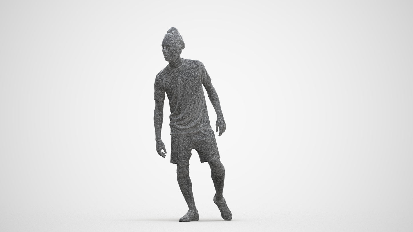 3D human model man sport, photogrammetry scanned person for archviz, three-quarter front view render