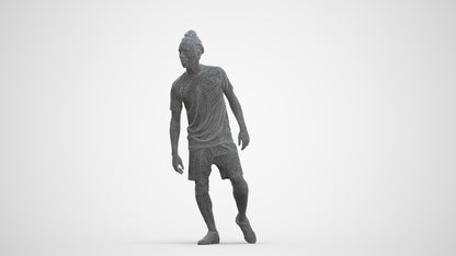 3D human model man sport, photogrammetry scanned person for archviz, three-quarter front view render