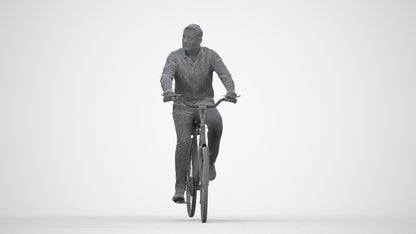 realistic 3D people man casual cycling, render-ready for V-Ray and Corona, FBX OBJ, wireframe back view