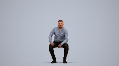 realistic 3D man casual sitting, scanned archviz people for Blender and 3ds Max, standing pose render