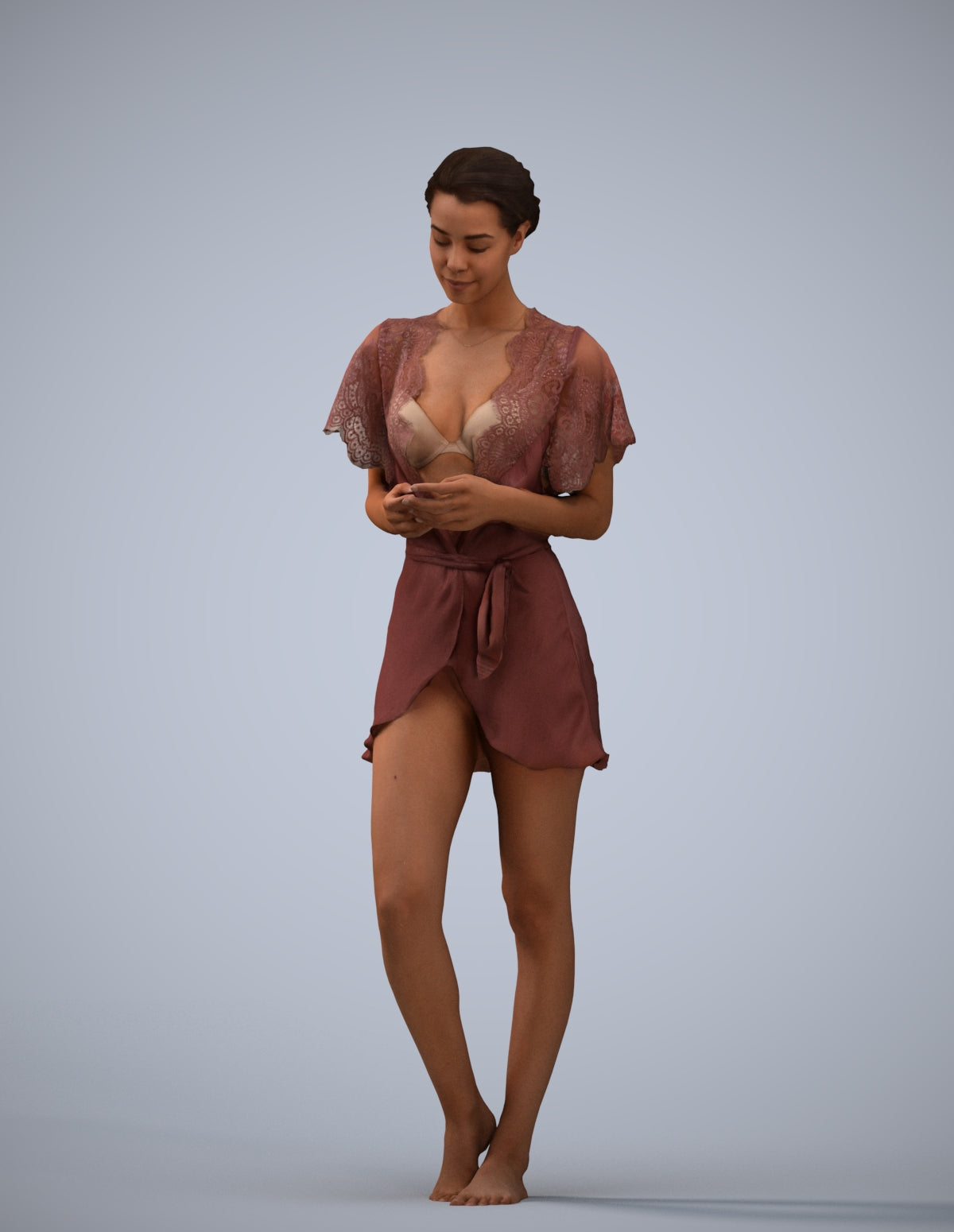 3D scanned woman bathroom, photorealistic archviz people for Enscape and SketchUp