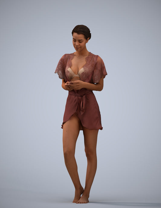 3D scanned woman bathroom, photorealistic archviz people for Enscape and SketchUp