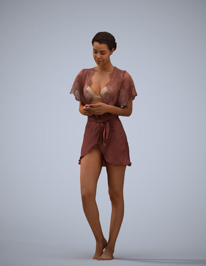 3D scanned woman bathroom, photorealistic archviz people for Enscape and SketchUp