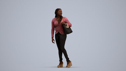 3D people model woman casual walking, scanned human for 3ds Max rendering, standing pose render