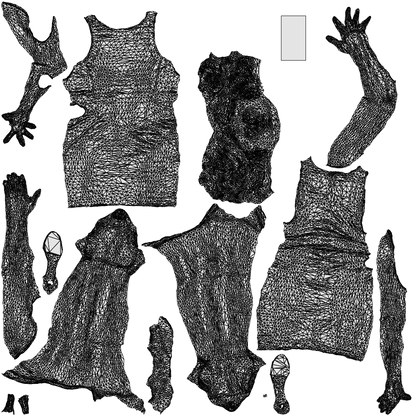 scanned 3D woman casual walking, photogrammetry people for Enscape and V-Ray, wireframe top-down view