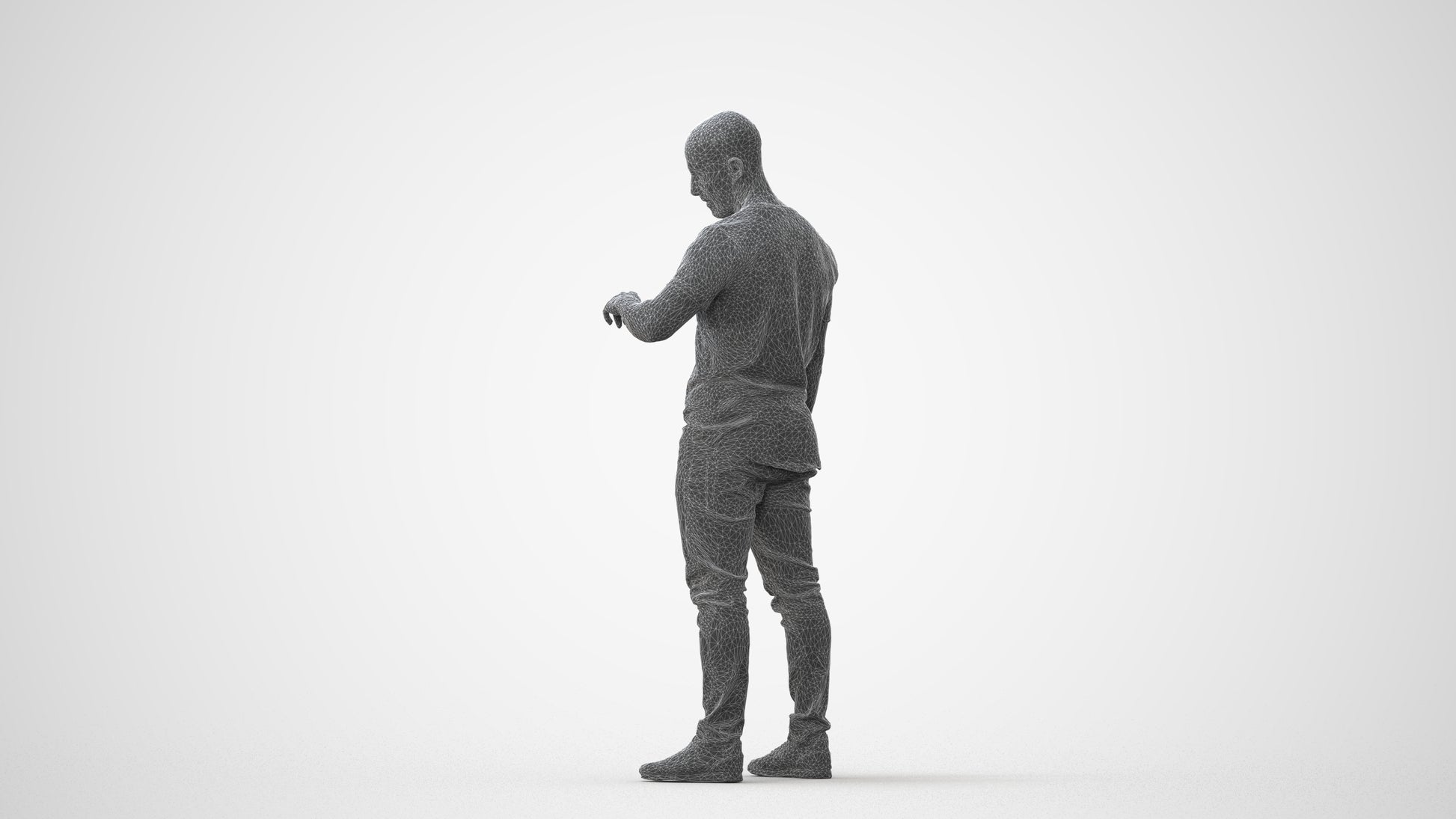 3D people model man casual standing, scanned human for 3ds Max rendering, square thumbnail