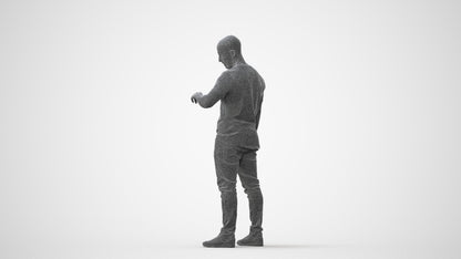 3D people model man casual standing, scanned human for 3ds Max rendering, square thumbnail