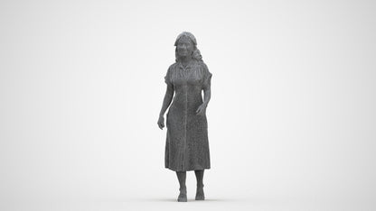 realistic 3D woman casual standing, scanned archviz people for Blender and 3ds Max, three-quarter front view render