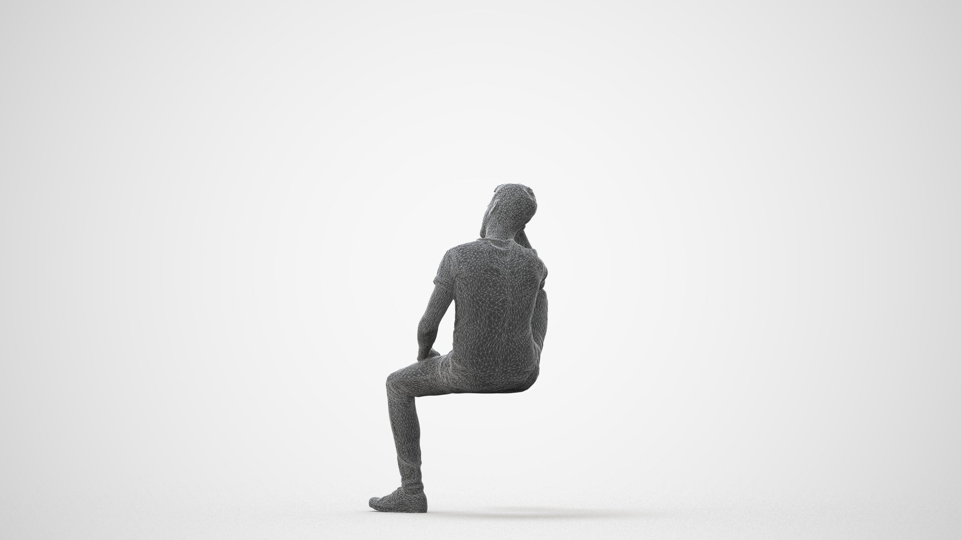 3D people model man casual sitting, scanned human for 3ds Max rendering, square thumbnail