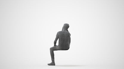 3D people model man casual sitting, scanned human for 3ds Max rendering, square thumbnail
