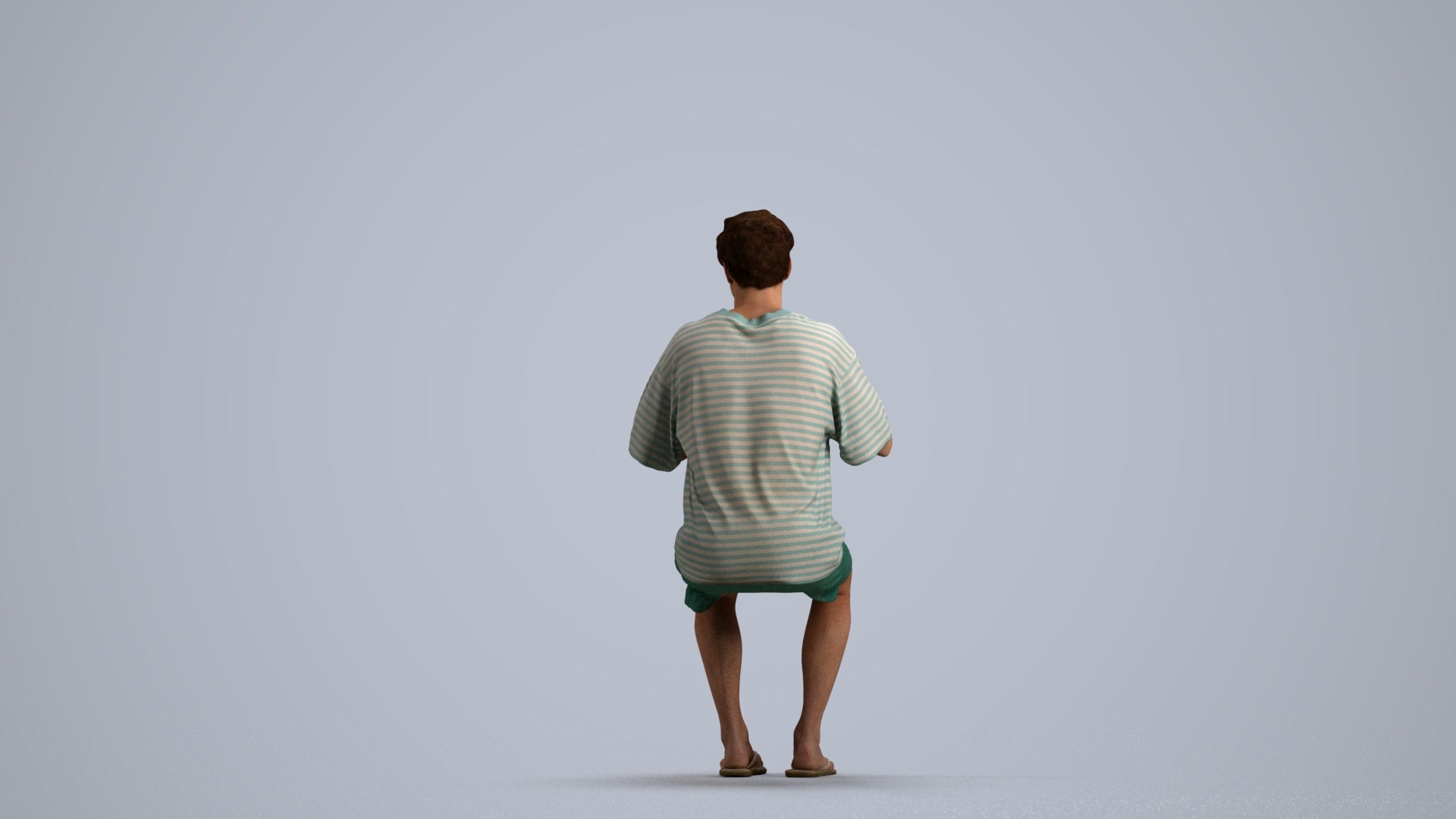 realistic 3D man casual sitting, scanned archviz people for Blender and 3ds Max, front view render