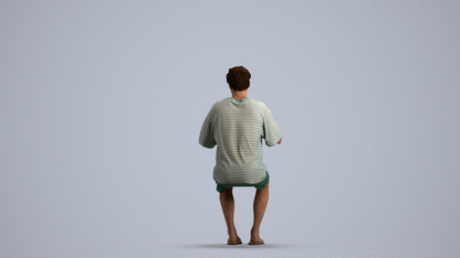 realistic 3D man casual sitting, scanned archviz people for Blender and 3ds Max, front view render