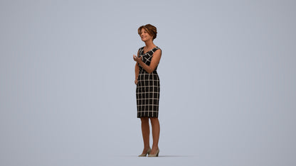 realistic 3D human woman business standing, archviz people FBX OBJ for Blender, top-down view render