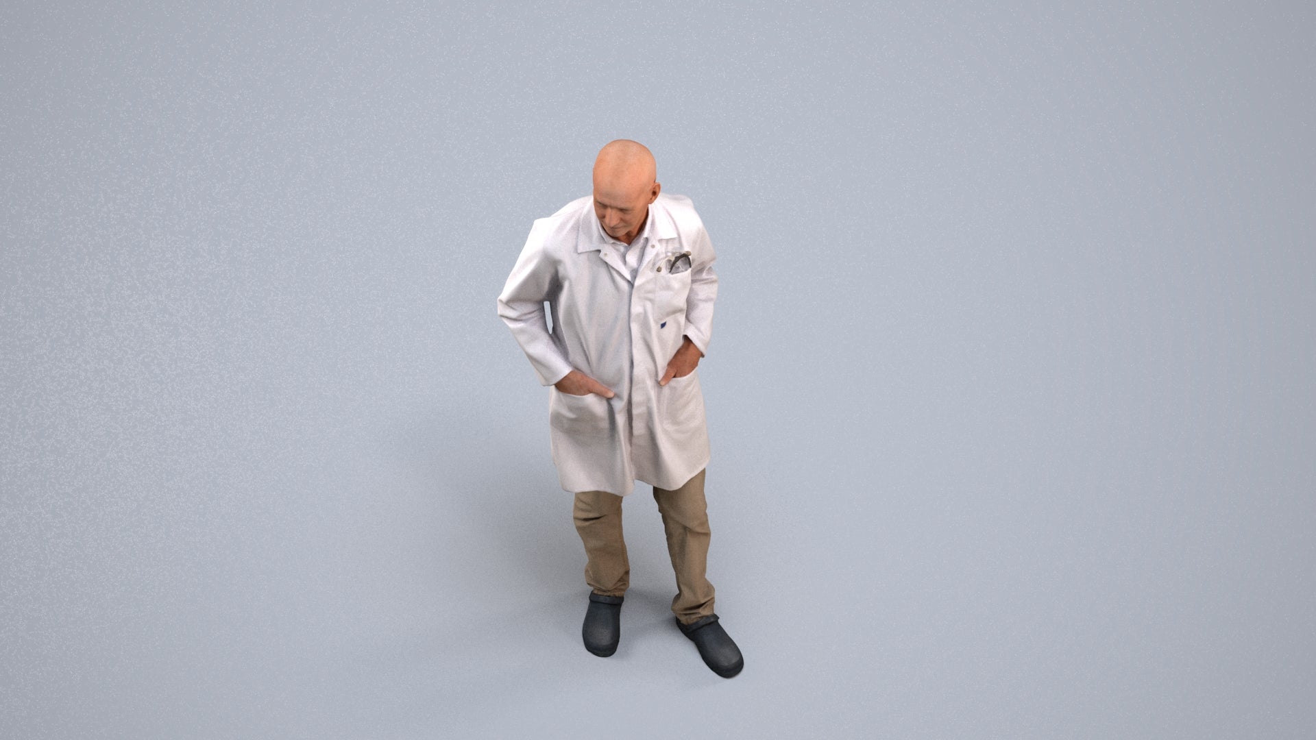 scanned 3D senior man medical, photogrammetry people for Enscape and V-Ray, back view render