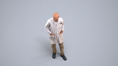 scanned 3D senior man medical, photogrammetry people for Enscape and V-Ray, back view render