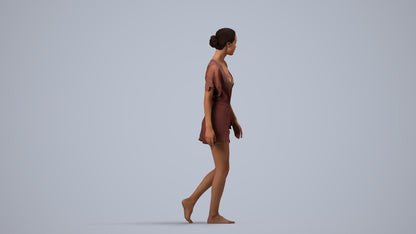 realistic 3D human woman bathroom, archviz people FBX OBJ for Blender, side view render
