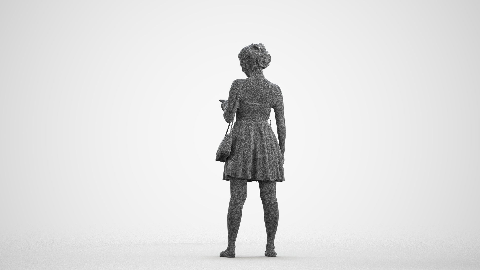 scanned 3D woman formal formalaffairs, photogrammetry people for Enscape and V-Ray, wireframe front view