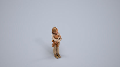 realistic 3D human girl casual standing, archviz people FBX OBJ for Blender, back view render
