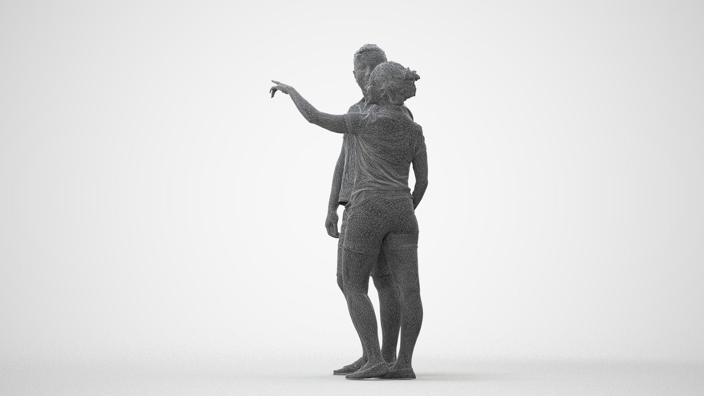 scanned 3D woman casual couple, photogrammetry people for Enscape and V-Ray, square thumbnail