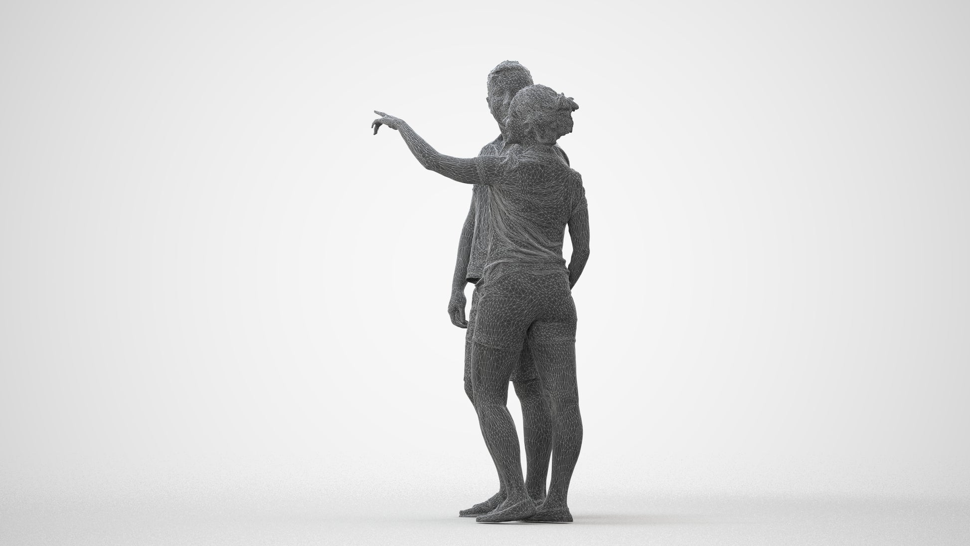 scanned 3D woman casual couple, photogrammetry people for Enscape and V-Ray, square thumbnail