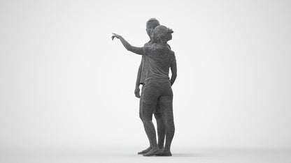 scanned 3D woman casual couple, photogrammetry people for Enscape and V-Ray, square thumbnail
