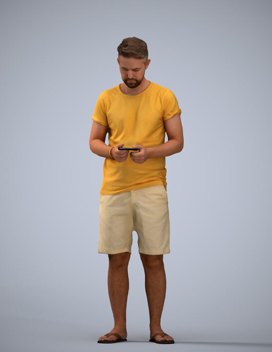 realistic 3D human man standing, archviz people FBX OBJ for Blender