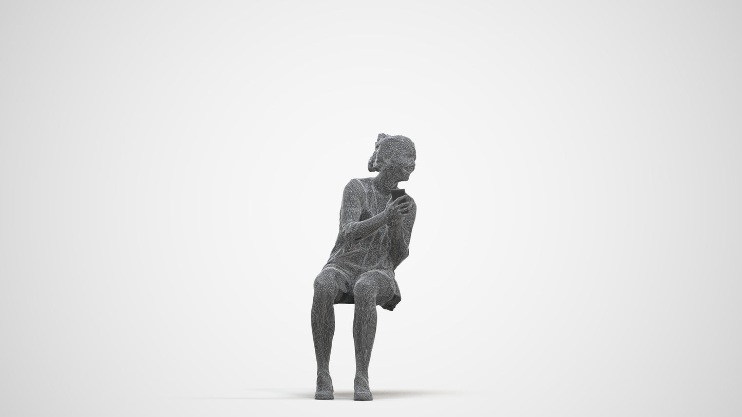 3D scanned girl kids casual, photorealistic archviz people for Enscape and SketchUp, three-quarter front view render