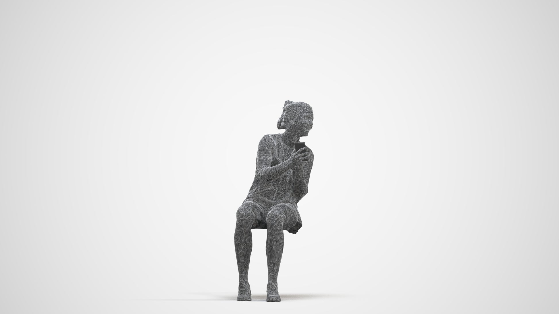 3D scanned girl kids casual, photorealistic archviz people for Enscape and SketchUp, three-quarter front view render