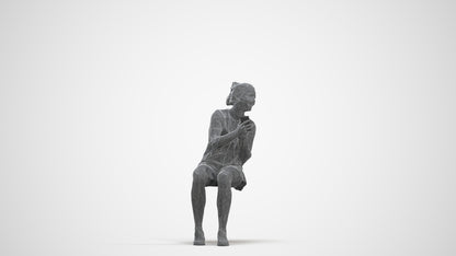 3D scanned girl kids casual, photorealistic archviz people for Enscape and SketchUp, three-quarter front view render
