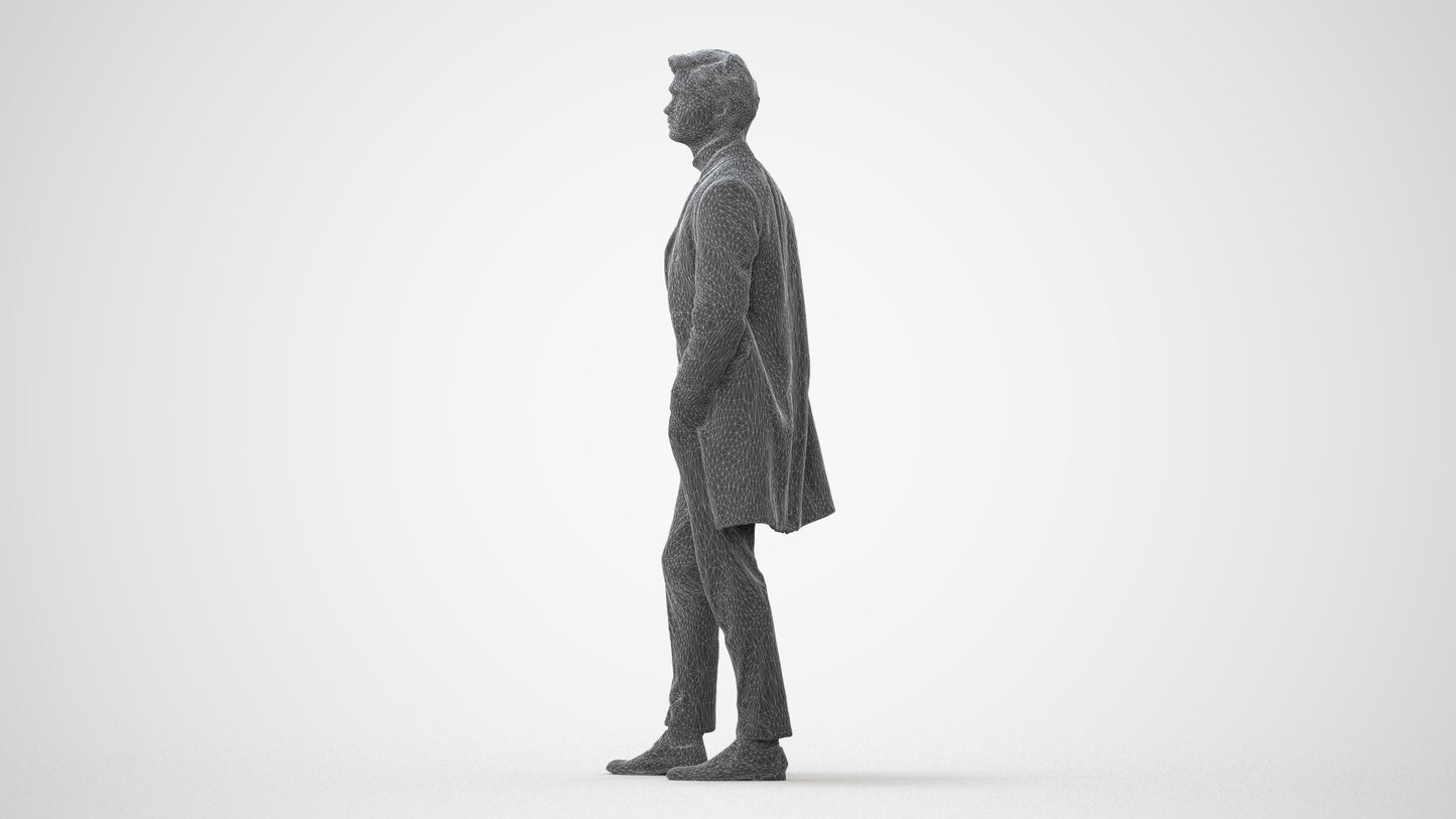 3D scanned man standing business, photorealistic archviz people for Enscape and SketchUp, square thumbnail