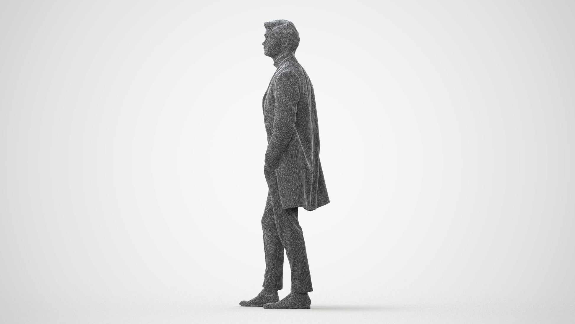 3D scanned man standing business, photorealistic archviz people for Enscape and SketchUp, square thumbnail