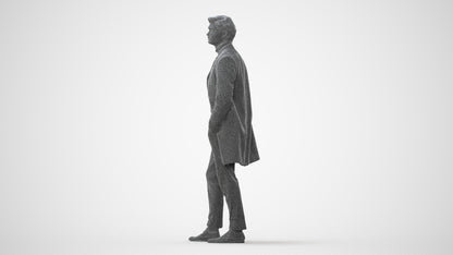 3D scanned man standing business, photorealistic archviz people for Enscape and SketchUp, square thumbnail