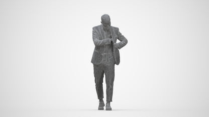realistic 3D human man business walking, archviz people FBX OBJ for Blender, wireframe back view