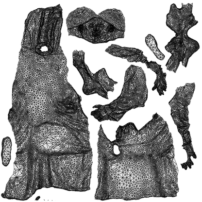 3D people model man sitting, scanned human for 3ds Max rendering, wireframe top-down view