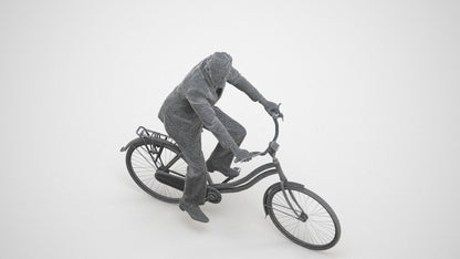realistic 3D people man business cycling, render-ready for V-Ray and Corona, FBX OBJ, wireframe three-quarter view