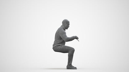 3D people model man casual business, scanned human for 3ds Max rendering, wireframe side view