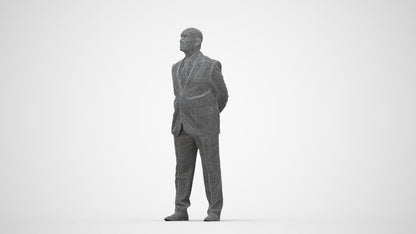 3D people model senior man business mix, scanned human for 3ds Max rendering, wireframe back view