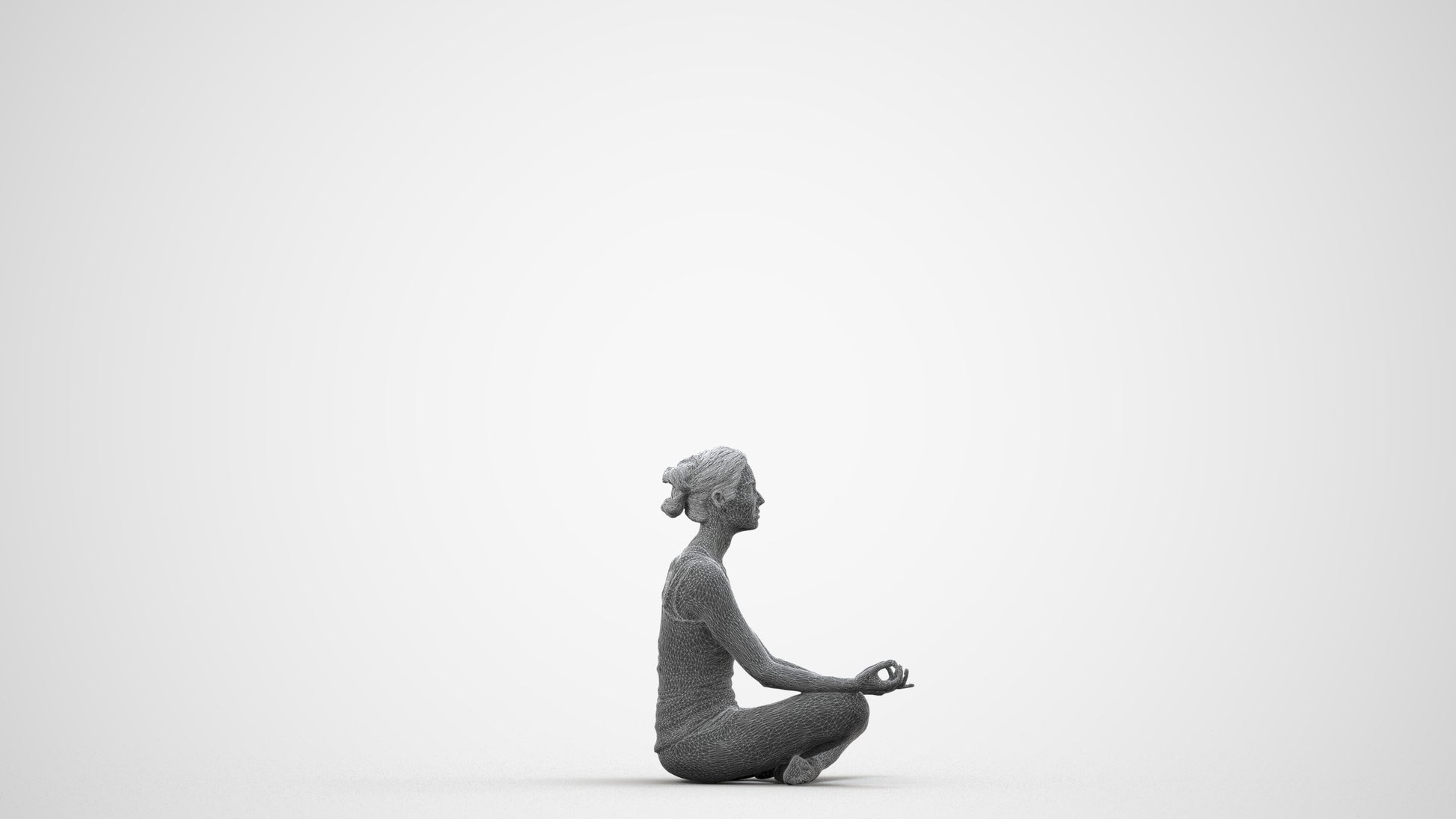 3D people model woman sport, scanned human for 3ds Max rendering, wireframe side view