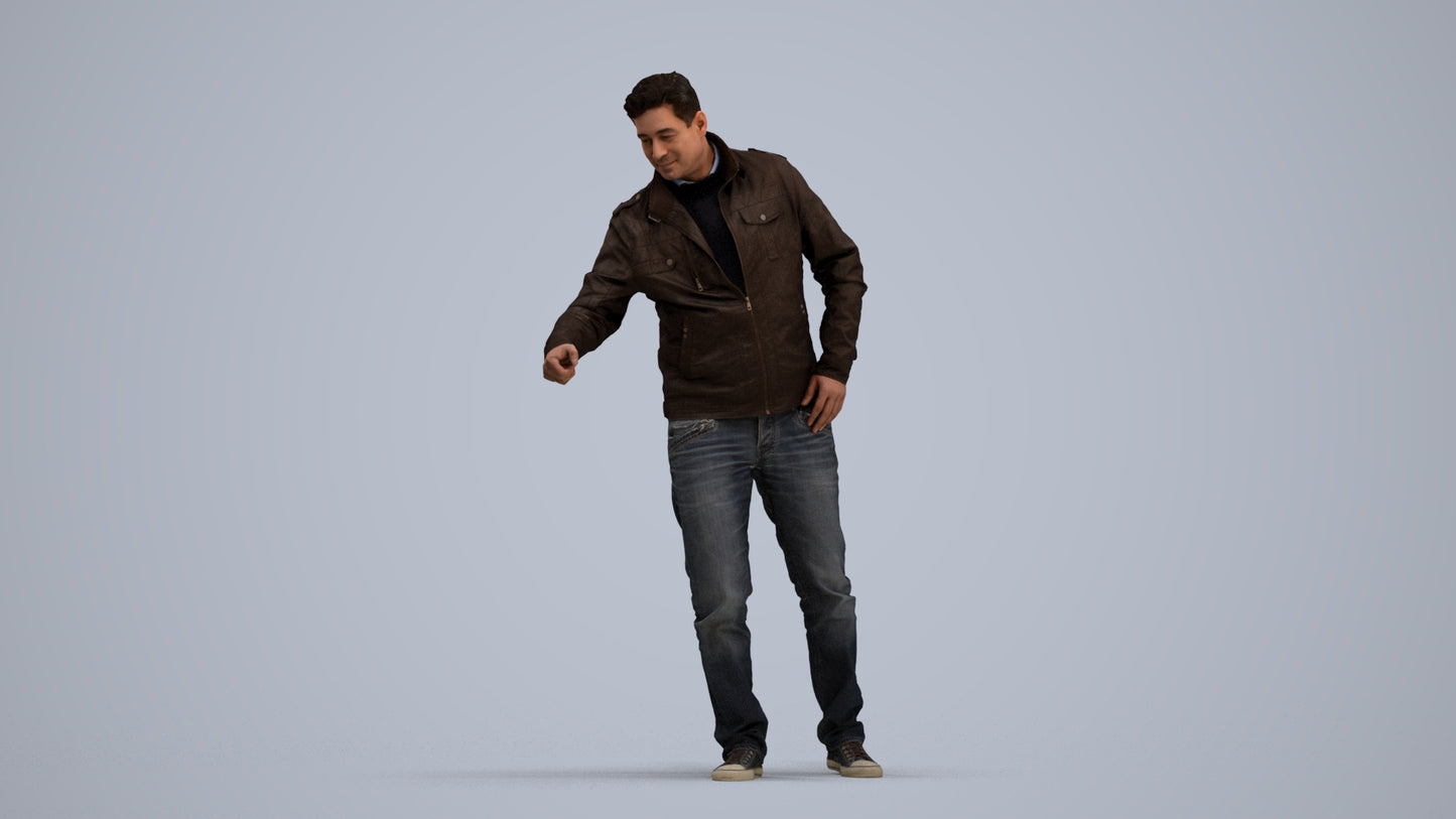 realistic 3D human man casual door, archviz people FBX OBJ for Blender, standing pose render