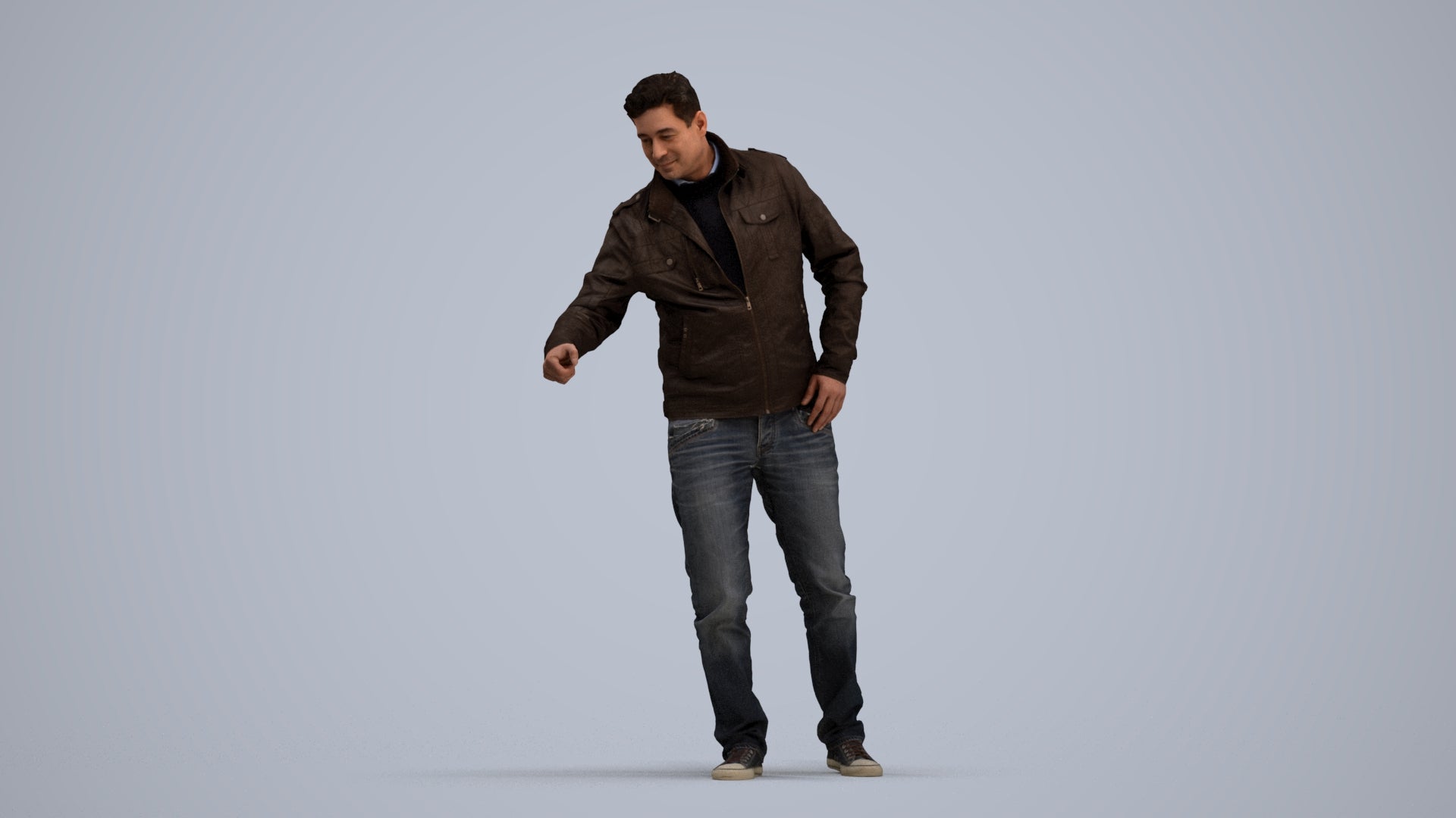 realistic 3D human man casual door, archviz people FBX OBJ for Blender, standing pose render