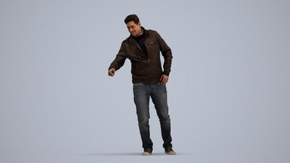 realistic 3D human man casual door, archviz people FBX OBJ for Blender, standing pose render