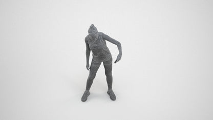 realistic 3D human girl sport, archviz people FBX OBJ for Blender, wireframe three-quarter view